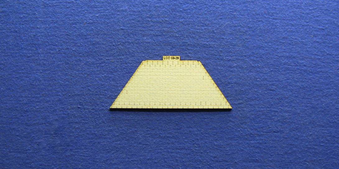 LCC 03-29 OO gauge medium signal box hipped roof tile panel Medium signal box hipped roof tile panel - front and back elevation.
